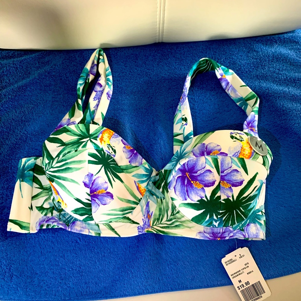 Forever 21 Floral Bikini Swim Top Medium NWT Beach